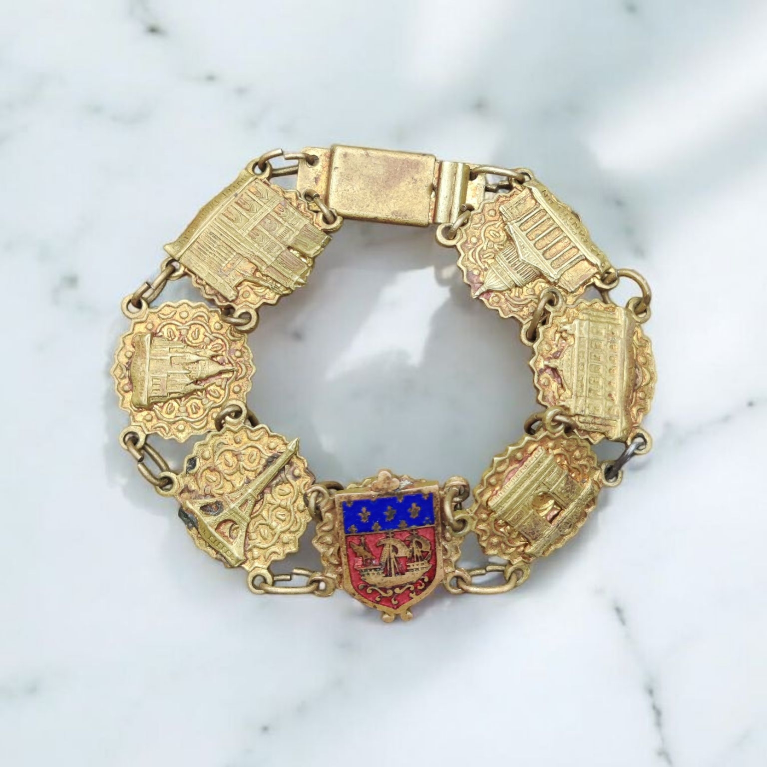 Vintage Enameled Paris Tourist Bracelet 29$